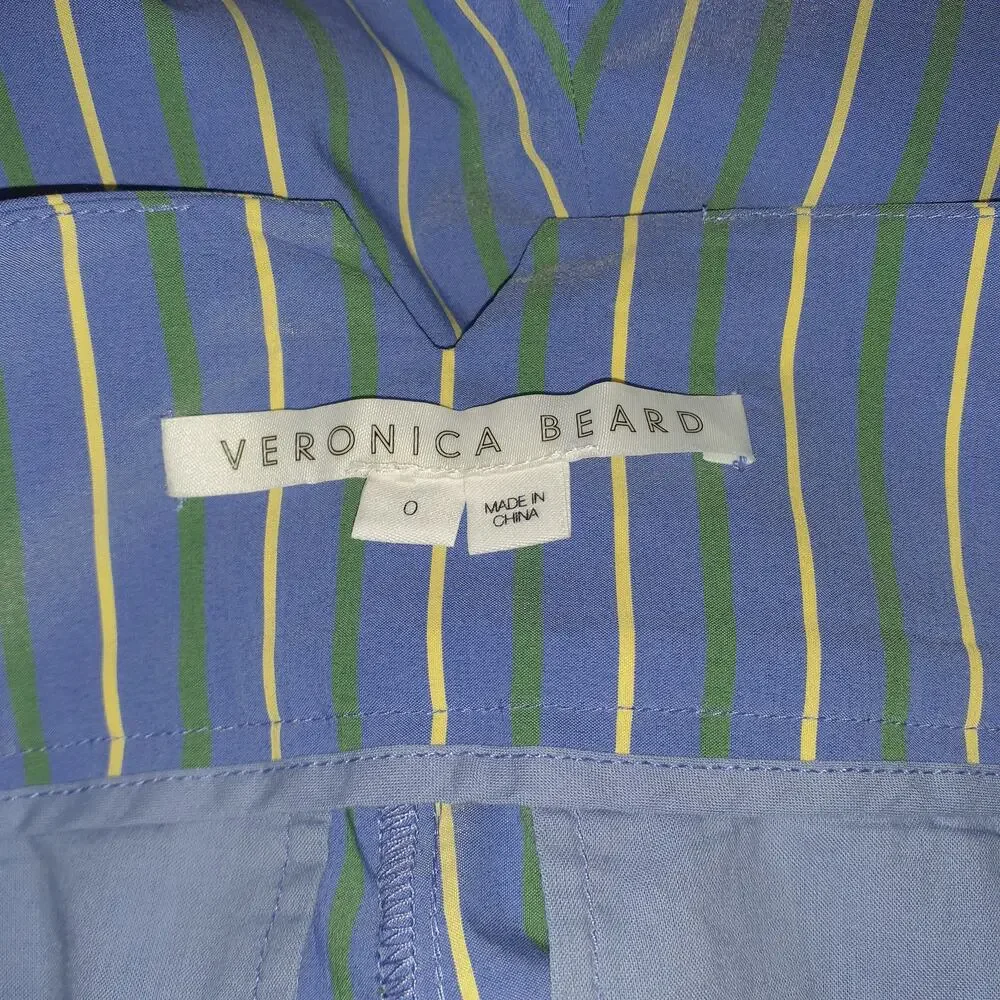 Veronica Beard Striped Blue Maliyah Wide Leg Pants Size 0